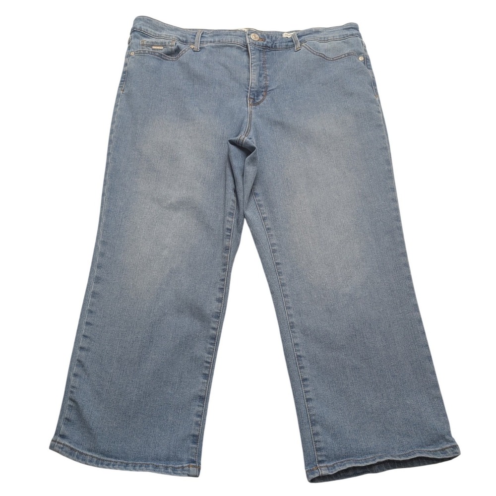 Nine West Chrystie Capri Jeans Womens 16 Blue Medium Wash Stretch Denim Cropped